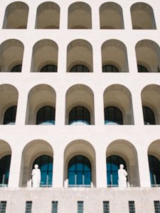 Fascist architecture Benito Mussolini eur whiite Palazzo della Civilita Italiana