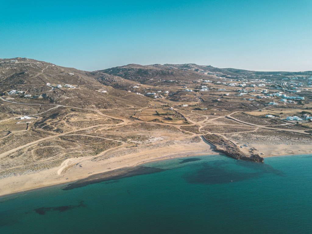 Ftelia beach mykonos drone