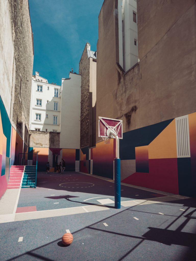 paris adidas nike colourful basketball court