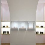 Soft-hued jewellery store designed for owner with love of gold and pink