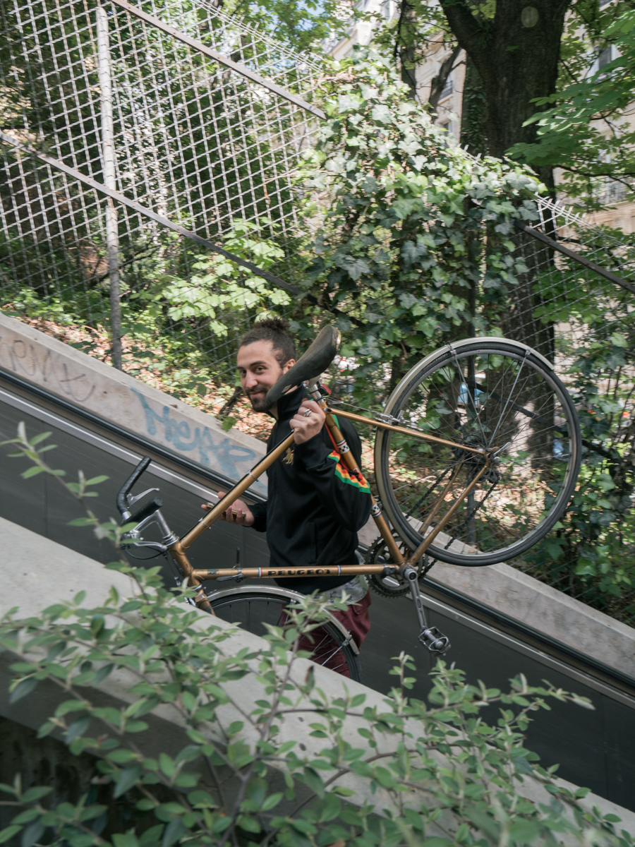 man with bike paris